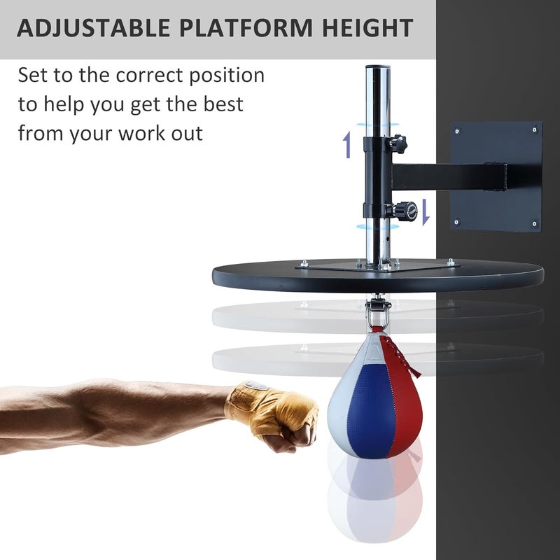 Soozier Speed Bag Boxing Punching Bag with Height Adjustable, Wall Mount Door Speed Bag, Martial Arts, MMA, and Boxing Equipment for Home Training, 9" H x 7" Dia. - Image 3